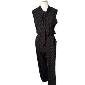 Vince Camuto Black Zigzag Jumpsuit Size Medium